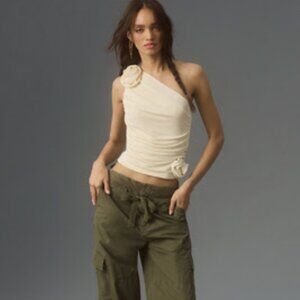 Sunday in Brooklyn Rosette One-Shoulder Ruched Top, NWT, 2X